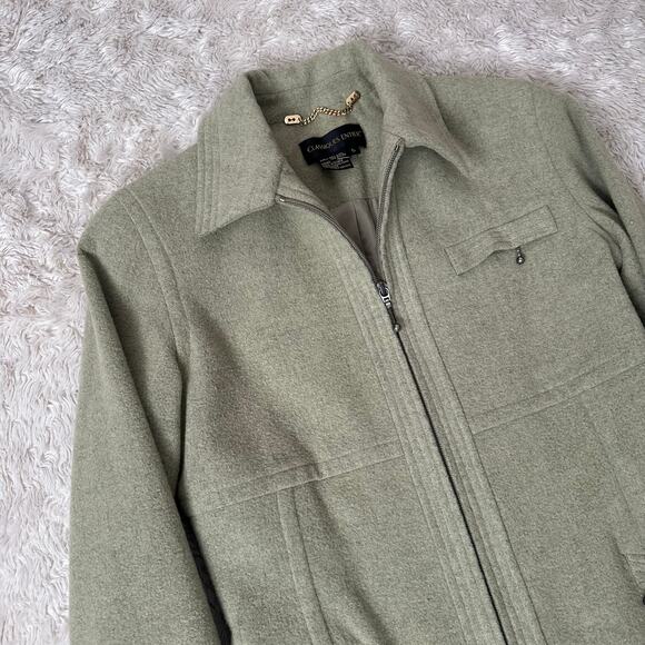 Vintage Green Wool Classiques Entier Small Collared Professional Full Zip Jacket - Picture 3 of 10